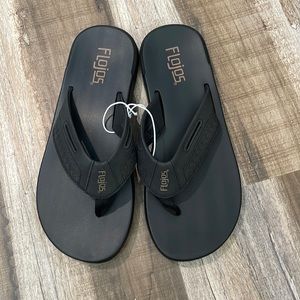 Flojos Men’s Flip Flops MeMex Footbed Sandals Size 9 Black